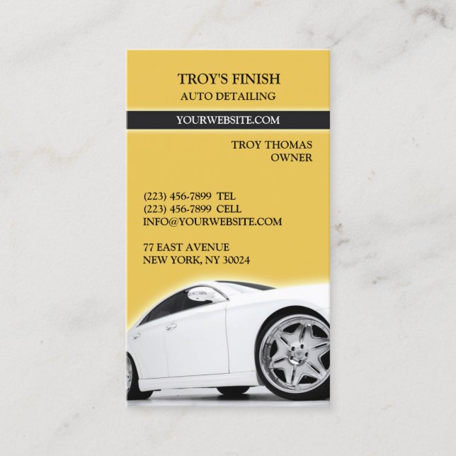 Auto Detailing Car Business Card (Front)