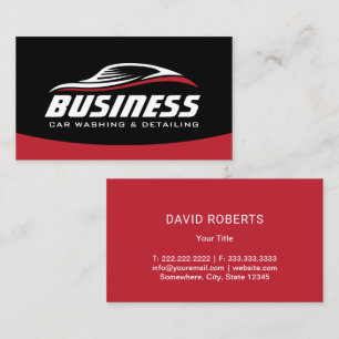 Auto Detailing Car Repair Black Red Automotive Business Card