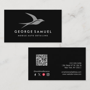 Auto Detailing   Car Repair Shop Flying Bird Logo Business Card