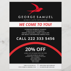Auto Detailing   Car Repair Shop Flying Bird Logo Flyer