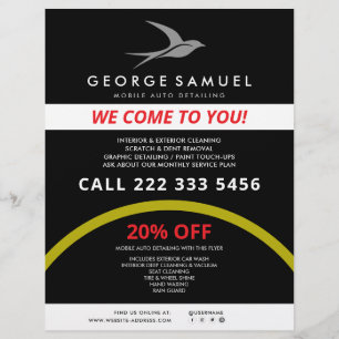 Auto Detailing Car Repair Shop Flying Bird Logo Flyer
