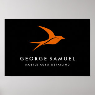 Auto Detailing Car Repair Shop Flying Bird Logo Poster