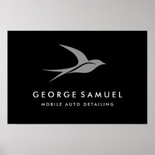 Auto Detailing   Car Repair Shop Flying Bird Logo Poster