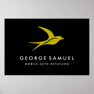 Auto Detailing   Car Repair Shop Flying Bird Logo Poster