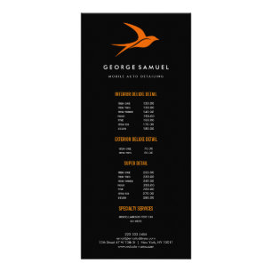 Auto Detailing   Car Repair Shop Flying Bird Logo Rack Card