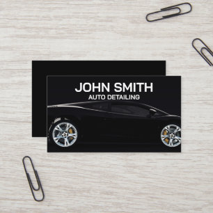 Auto Detailing Car Wash Automotive Black Business Card