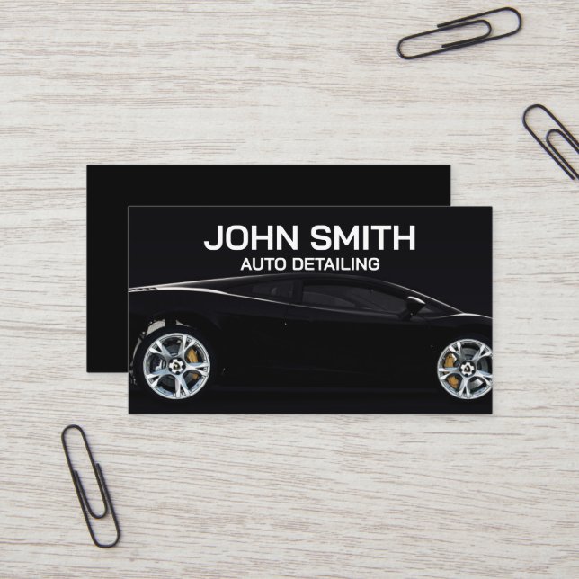 Auto Detailing Car Wash Automotive Black Business Card (Front/Back In Situ)
