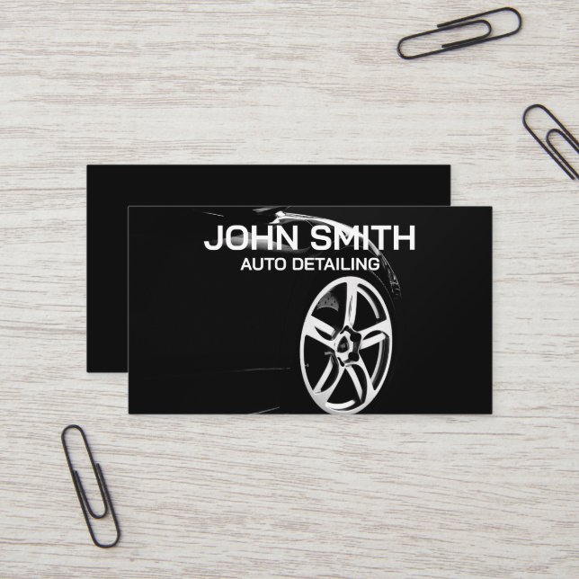 Auto Detailing Car Wash Automotive Black Business Card (Front/Back In Situ)