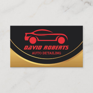 Auto Detailing Car Wash Automotive Black & Red Business Card