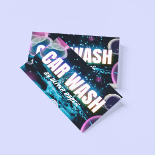 Auto Detailing Car Wash Automotive Neon Business Card