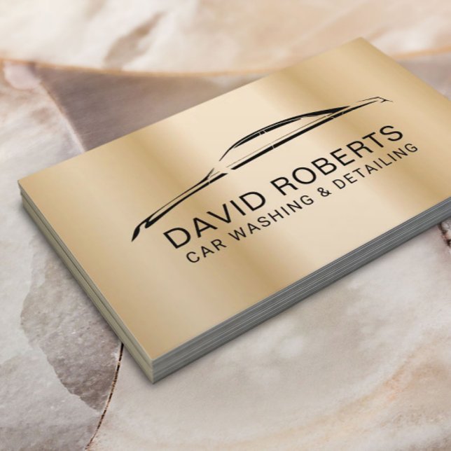 Auto Detailing Car Wash Modern Gold Automotive Business Card (Creator Uploaded)