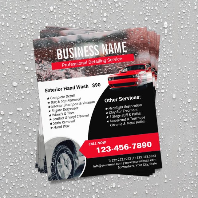Auto Detailing Car Wash Professional Cleaning Flyer (Creator Uploaded)