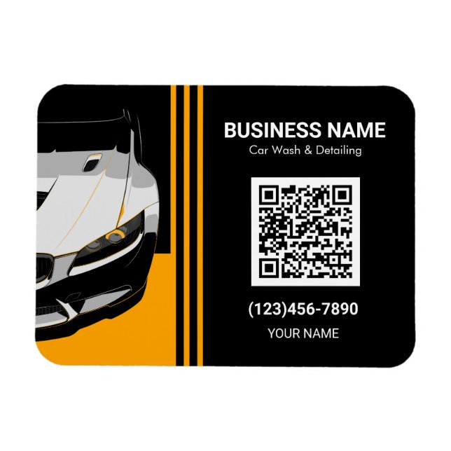 Auto Detailing & Car Wash QR code Magnet (Horizontal)