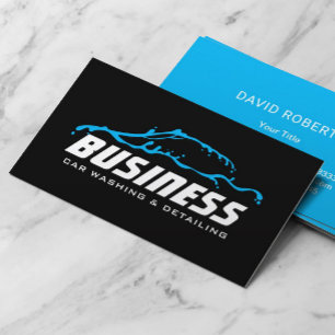 Auto Detailing Car Water Outline Black Automotive Business Card