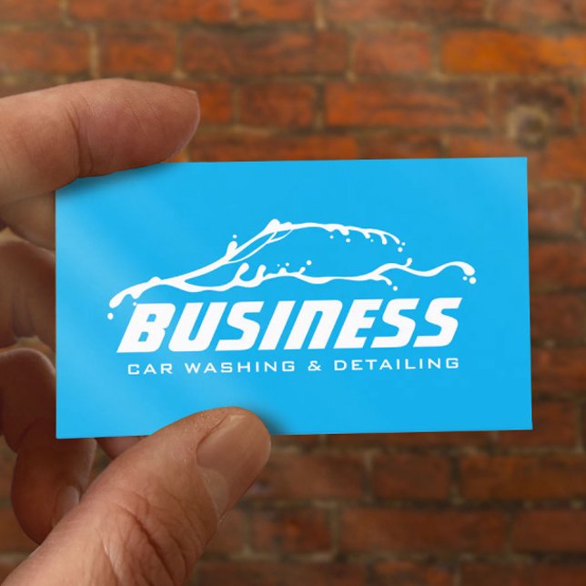 Auto Detailing Car Water Outline Blue Automotive Business Card (Creator Uploaded)