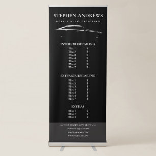 Auto Detailing Cleaning Auto Repair Price List Retractable Banner