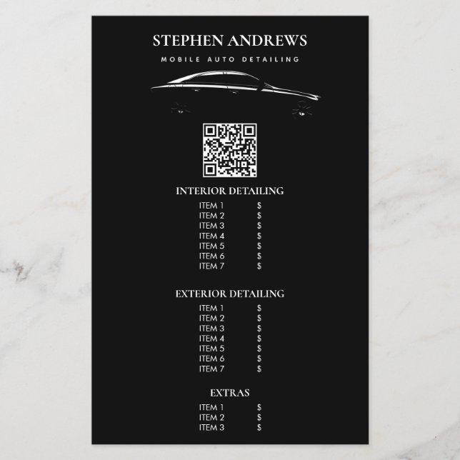 Auto Detailing Cleaning Auto Repair QR Code Flyer (Front)