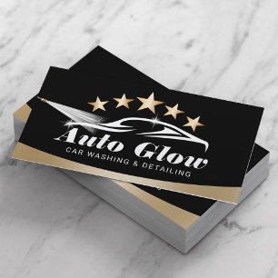 Auto Detailing Gold 5 Star Modern Car Cleaning Business Card