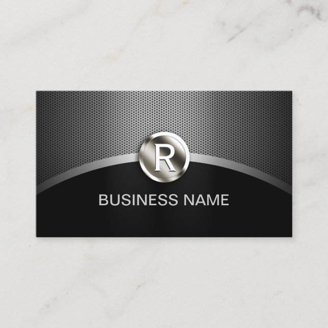 Auto Detailing Metal Monogram Automotive Car Business Card (Front)