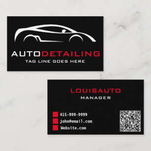 Auto Detailing Modern Black Car Cleaning  Business Card