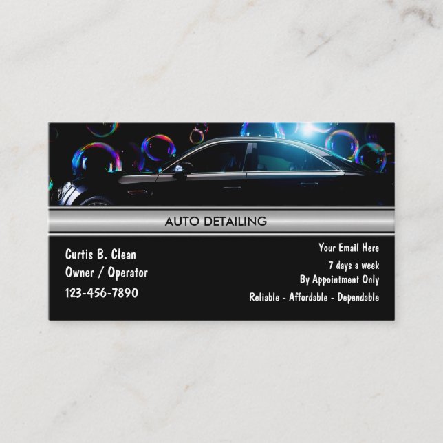Auto Detailing Modern Business Cards (Front)
