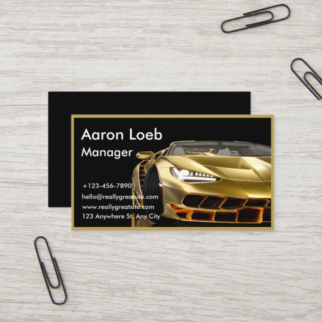Auto Detailing Professional Black Golde Automotive Business Card (Front/Back In Situ)