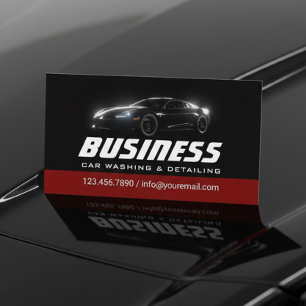 Auto Detailing Professional Car Wash Black & Red Business Card