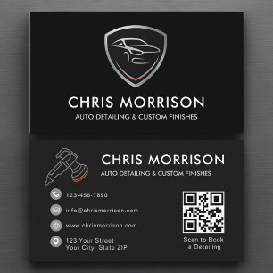 Auto Detailing QR Code Logo Mobile Car Wash Business Card