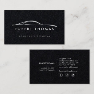 Auto Detailing, Repair on Black Paper Business Card