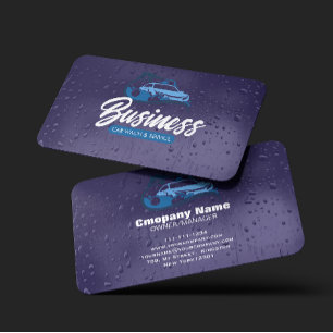 Auto Detailing Services Car Wash Water Drop Business Card