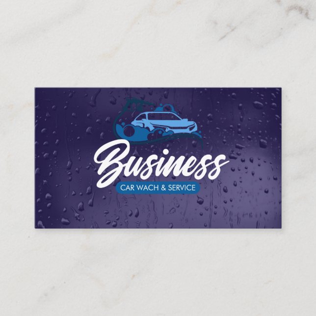 Auto Detailing Services Car Wash Water Drop Business Card (Front)
