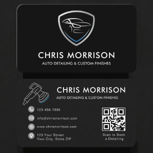 Auto Detailing Services Logo QR Code Business Card