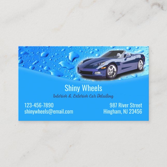 Auto Detailing Water Drops Business Card (Front)