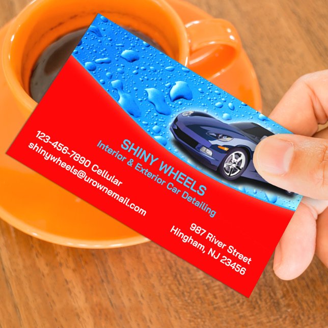 Auto Detailing Water Drops Business Card (Creator Uploaded)