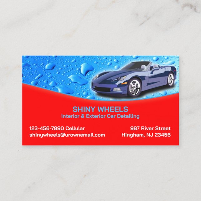 Auto Detailing Water Drops Business Card (Front)