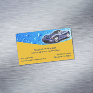 Auto Detailing Water Drops Magnetic Business Card