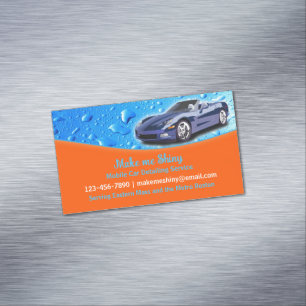 Auto Detailing Water Drops Magnetic Business Card