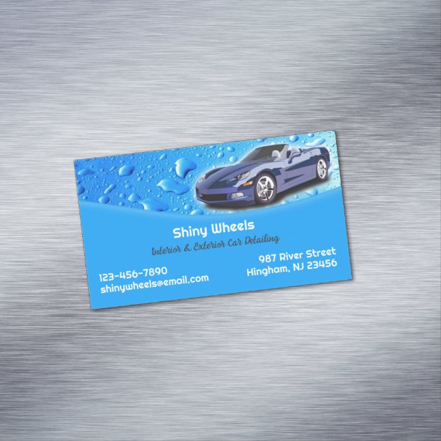 Auto Detailing Water Drops Magnetic Business Card (In Situ)