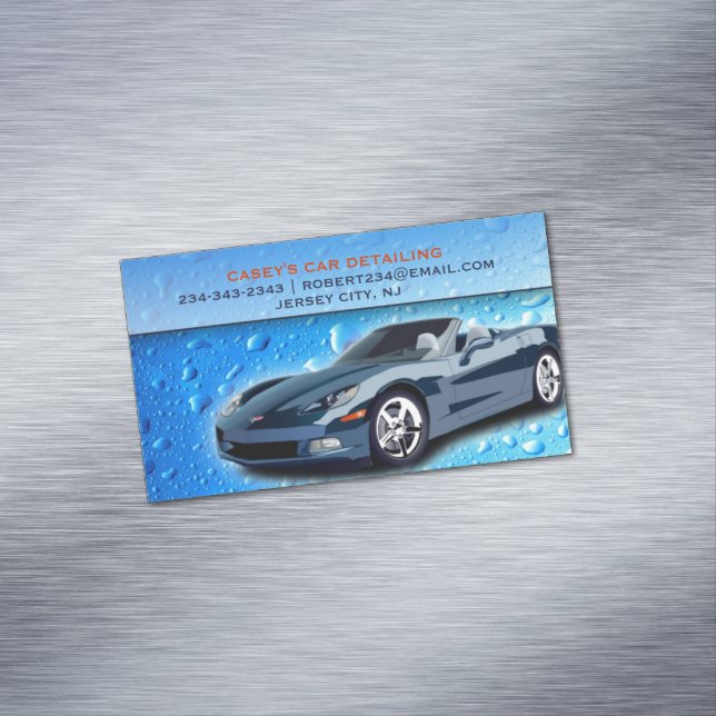 Auto Detailing Water Drops Magnetic Business Card (In Situ)