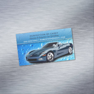 Auto Detailing Water Drops Magnetic Business Card