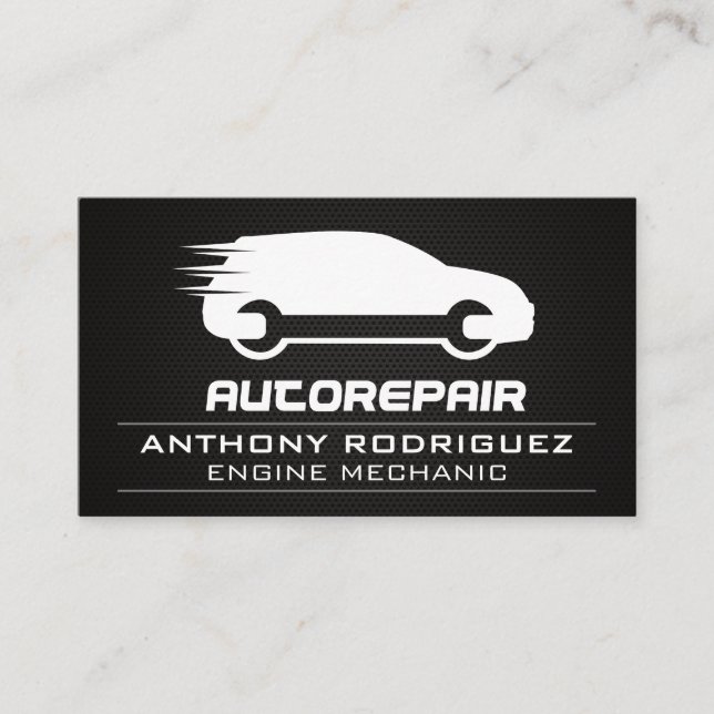 Auto Fix Repair Logo | Carbon Fibre Metallic Business Card (Front)