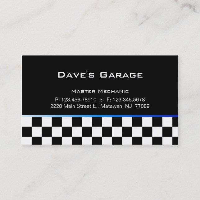 Auto Garage Business Card Racing Blue Gradient (Front)