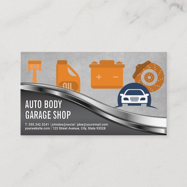 Auto Garage Shop | Automobile Services Business Card (Front)