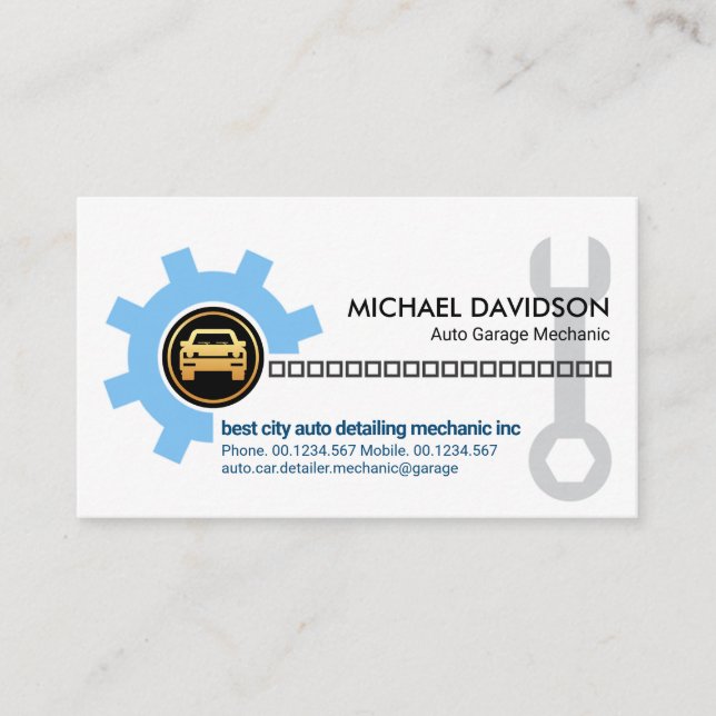 Auto Gear Drive Chain Wrench Mechanic Business Card (Front)