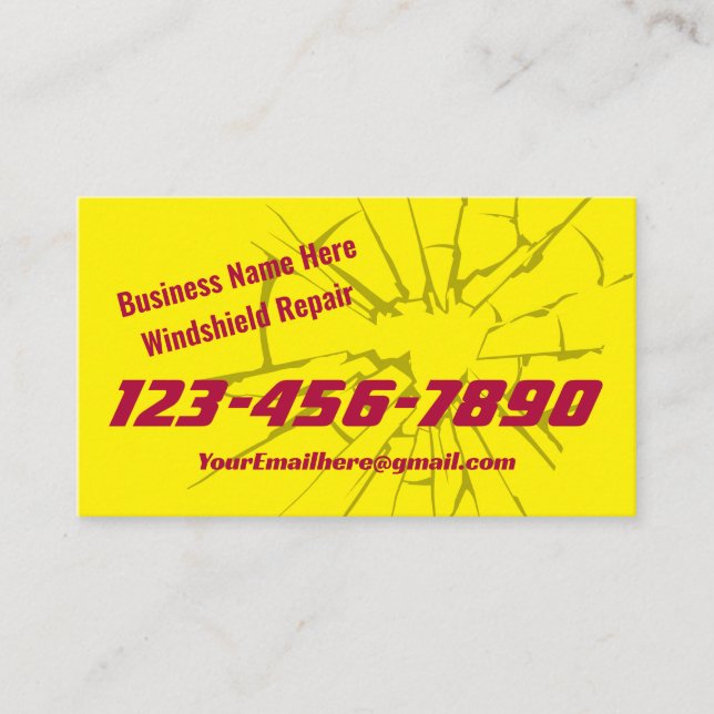 Auto Glass Repair And Replace Business Cards (Front)