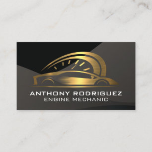 Auto Gold Metallic Logo Sports Car Business Card