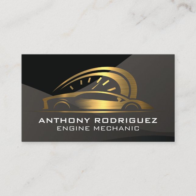 Auto Gold Metallic Logo | Sports Car  Business Card (Front)