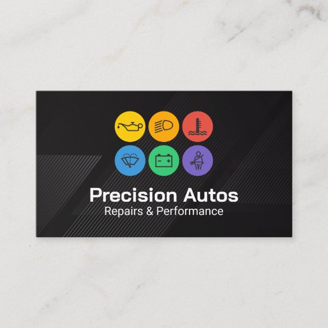 Auto Icons | Mechanic Car Repair Shop Business Card (Front)