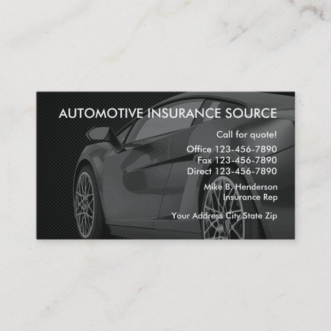 Auto Insurance Agent Business Cards (Front)