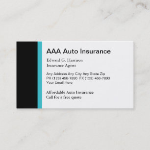 Auto Insurance Agent Business Cards